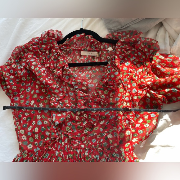 NWT DOEN MURIEL DRESS - XXS (roughly size 0-2) Red Print - Silk - Picture 10 of 12